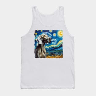 Starry Weimaraner Dog Portrait - Pet Portrait Tank Top